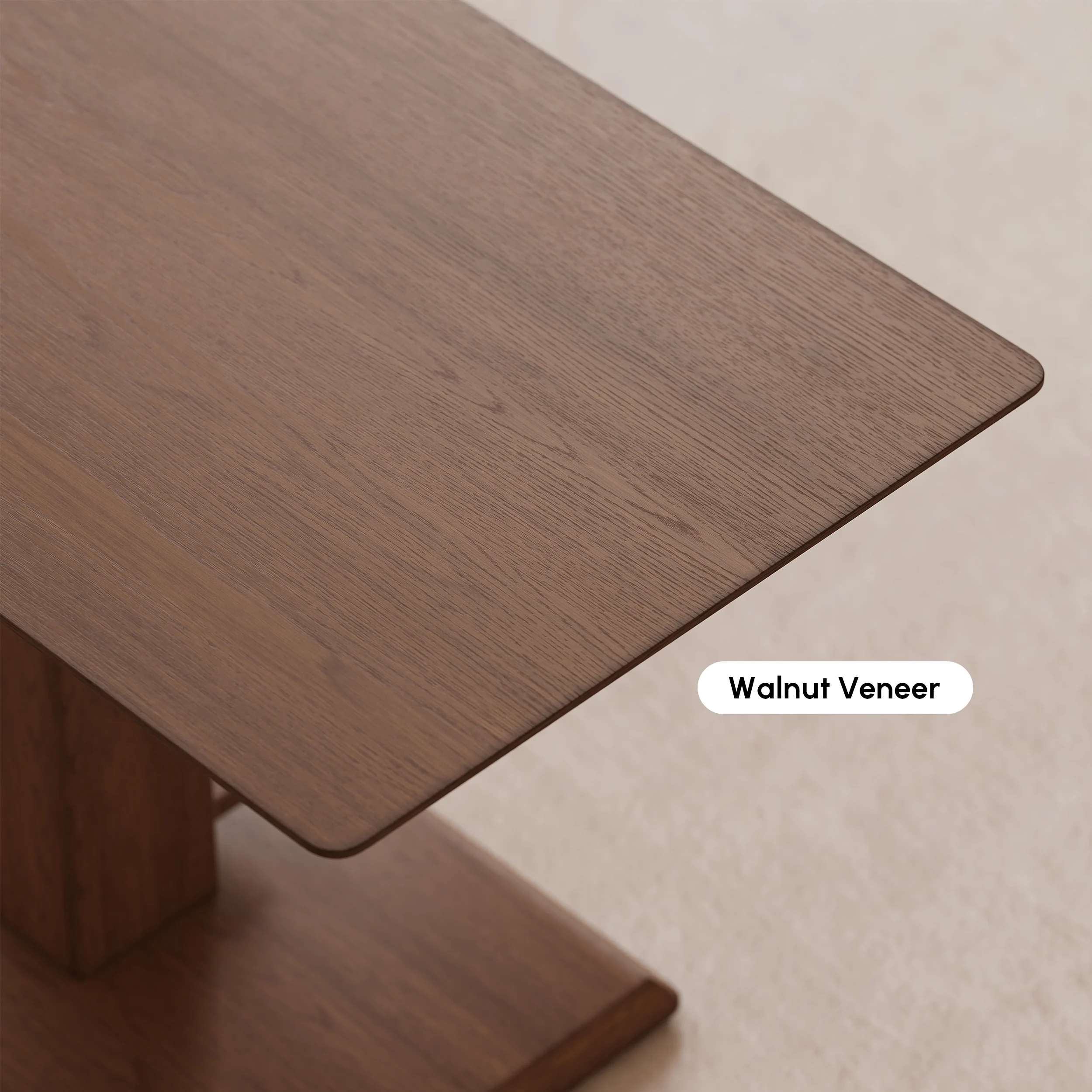 Walnut rectangular lift-top coffee table with hydraulic height adjustment and pedestal base.