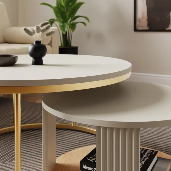 set of two nesting coffee tables with wood effect finish