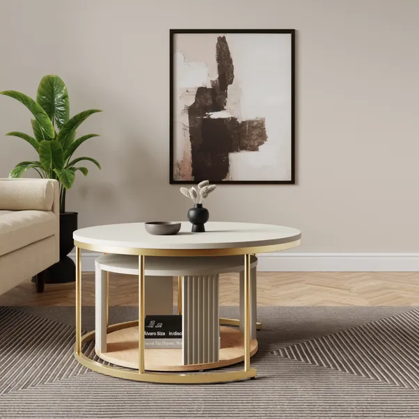 set of two nesting coffee tables with wood effect finish
