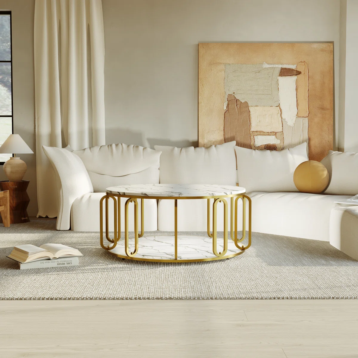 The Luna Round Coffee Table combines modern elegance with everyday functionality. Crafted from premium MDF board and supported by bold O-shaped metal legs, it offers a spacious glossy surface perfect for décor, coffee, or gatherings