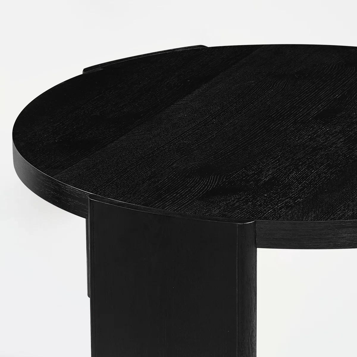 round black coffee table with solid wood base