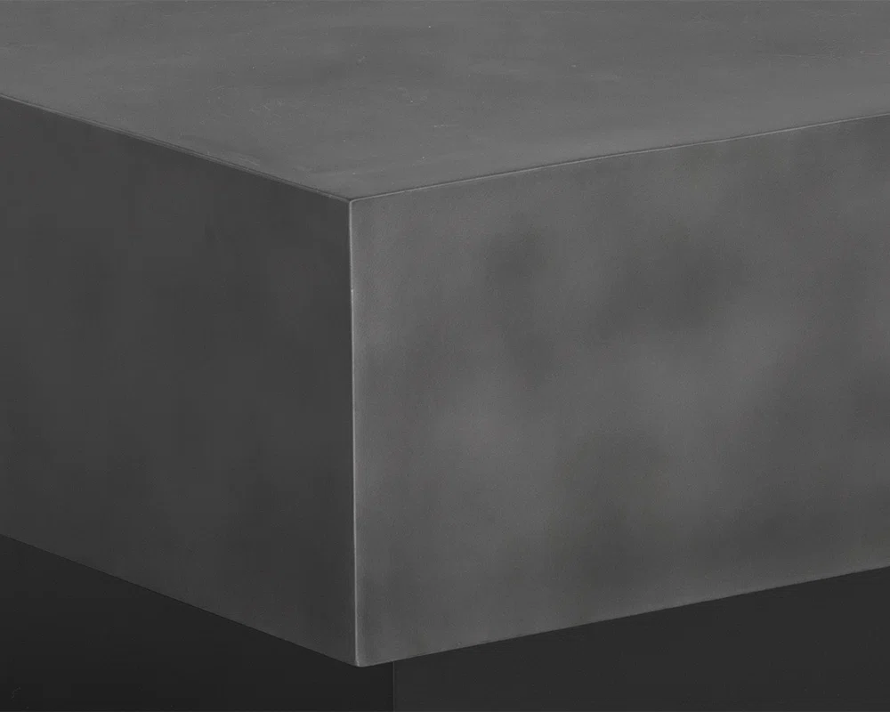 Monarch Gunmetal Marble Coffee Table with tempered glass top, gunmetal iron frame, and round white marble base featuring natural veining.