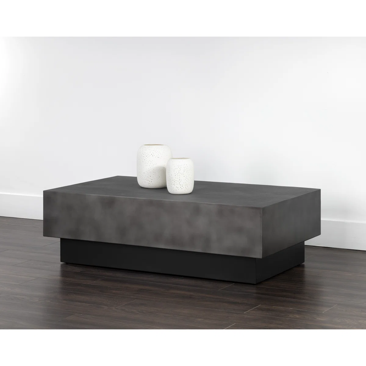 Monarch Gunmetal Marble Coffee Table with tempered glass top, gunmetal iron frame, and round white marble base featuring natural veining.