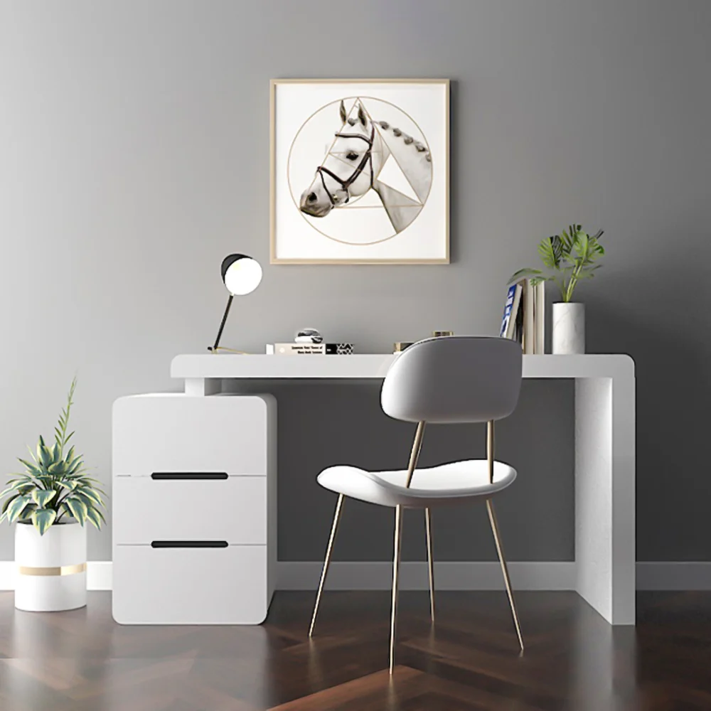 The Mular White 3-Drawer Writing Desk (120 cm) is a versatile office furniture piece designed for both small and large spacesModern white writing desk with 3 drawers, compact 120 cm designModern white writing desk with 3 drawers, compact 120 cm design