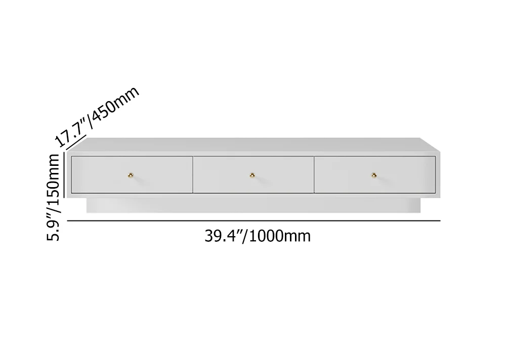 NOVA floating desk in white finish, 100 cm wide, wall-mounted with three drawers, pine wood frame, and minimalist rectangular design