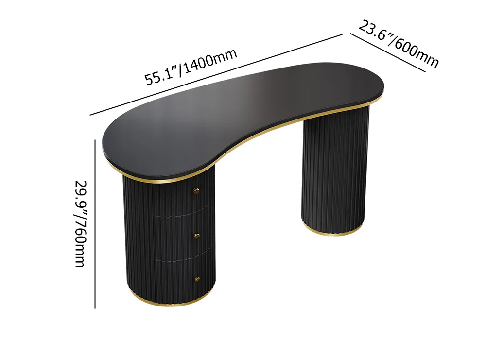 Noir Curva 140 cm Modern Desk - Image 6