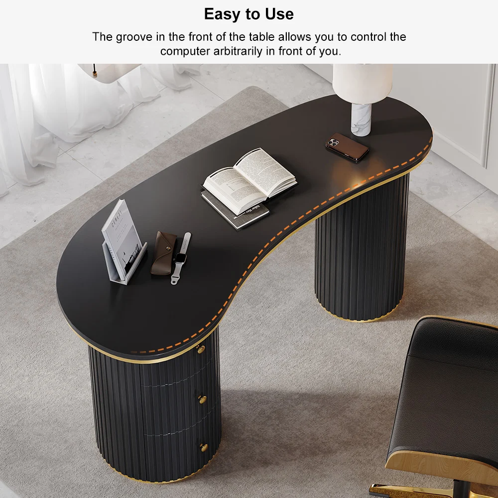 Noir Curva 140 cm Modern Desk - Image 7