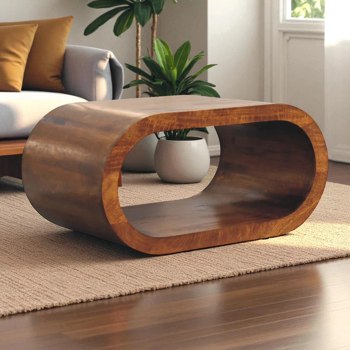 The Rustora 80 cm Solid Wood Coffee Table blends rustic charm with practical design. Crafted with a mango wood veneer over a durable engineered frame, it showcases natural knots and grain variations for an authentic look.