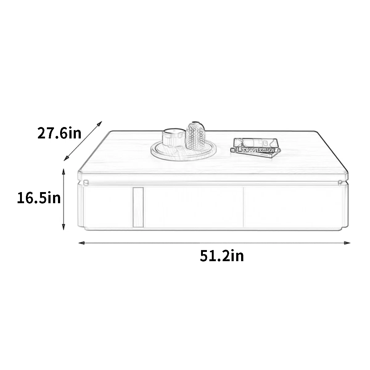 Rectangular walnut veneer coffee table with smooth arc edges, eco-friendly painted finish, stable base, and four pine drawers with silent metal glides.