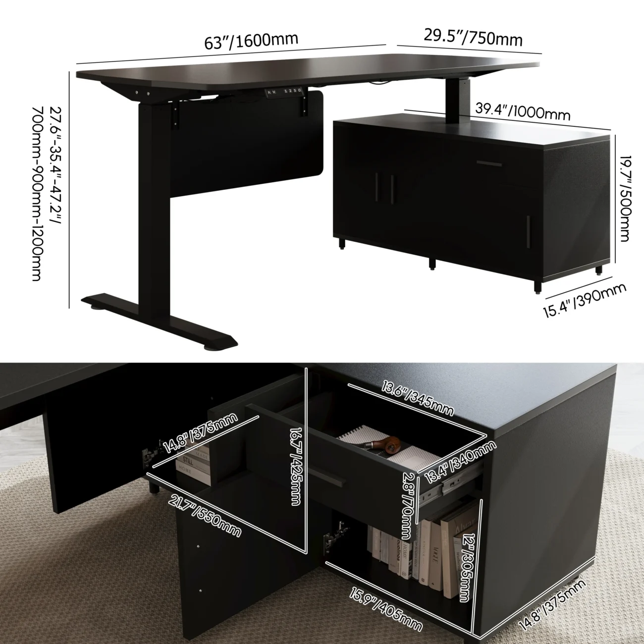The Stratos Executive L-Shaped Standing Desk (160 cm) is designed to elevate your workspace with a perfect balance of style and efficiency