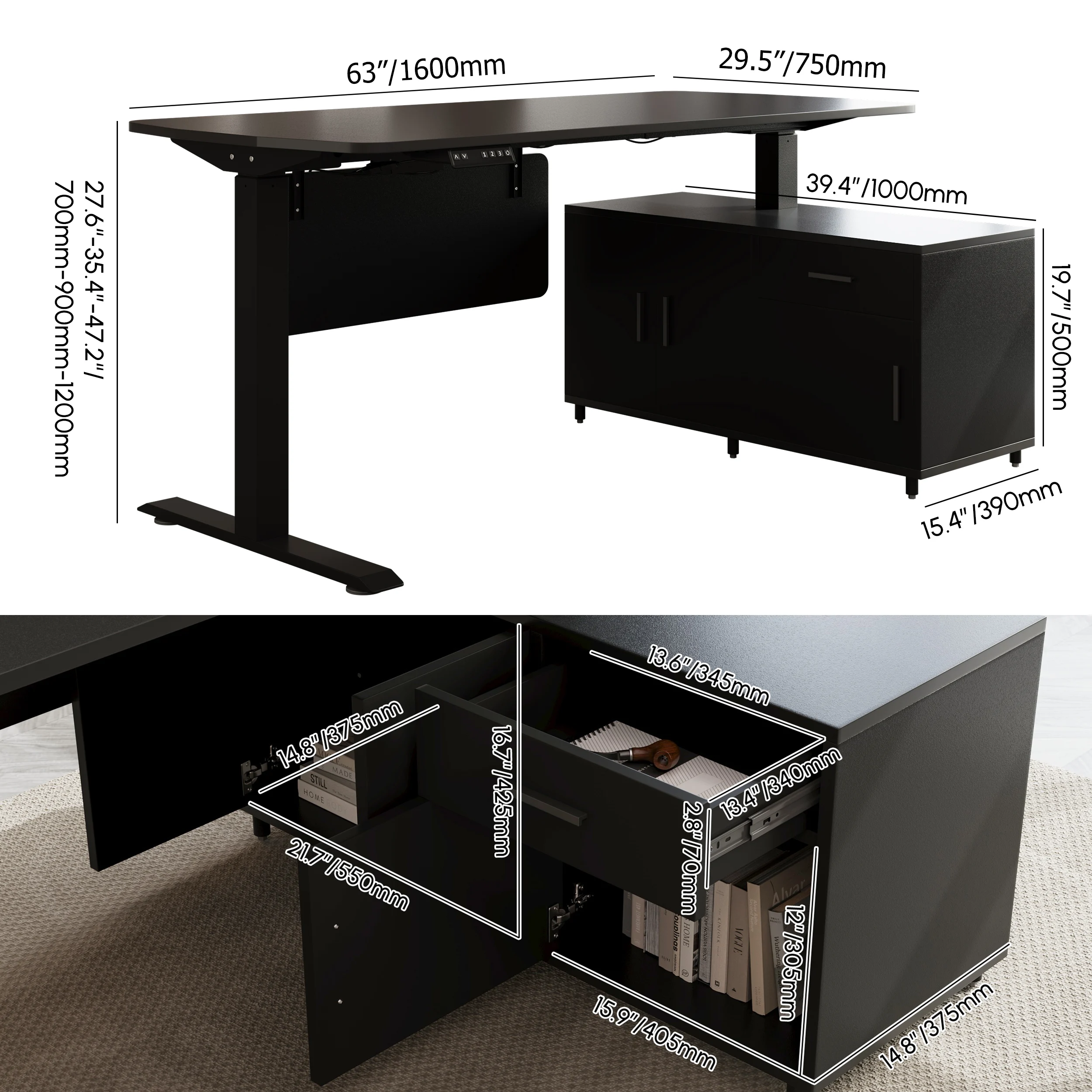 The Stratos Executive L-Shaped Standing Desk (160 cm) is designed to elevate your workspace with a perfect balance of style and efficiency