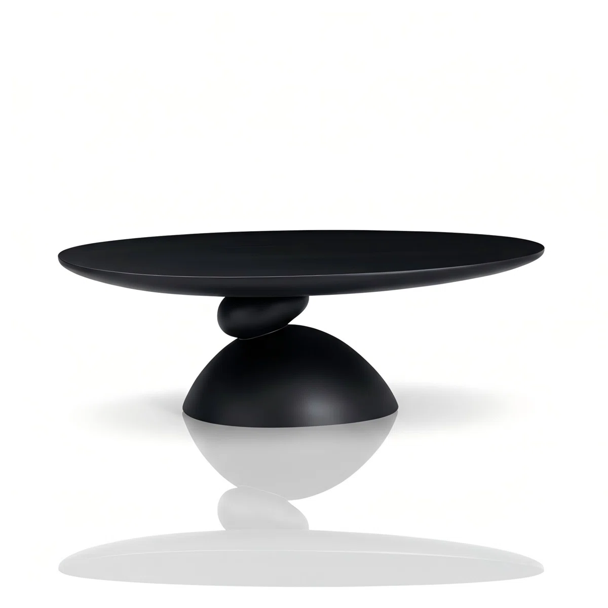 The Zenith Stone Oval Coffee Table is a sculptural centerpiece inspired by Tibetan stone-stacking rituals, symbolizing harmony and good fortune