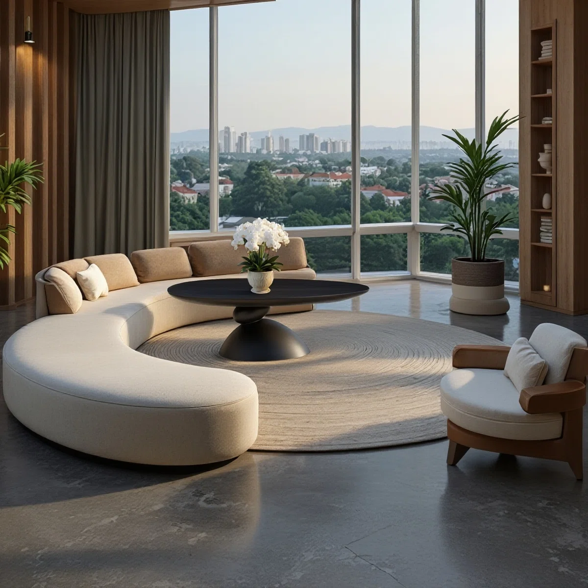 The Zenith Stone Oval Coffee Table is a sculptural centerpiece inspired by Tibetan stone-stacking rituals, symbolizing harmony and good fortune