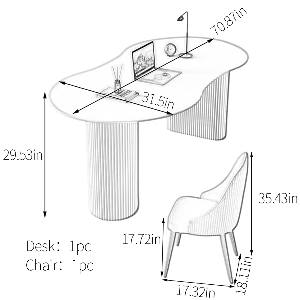 Arden Modern Computer Desk with sintered stone top