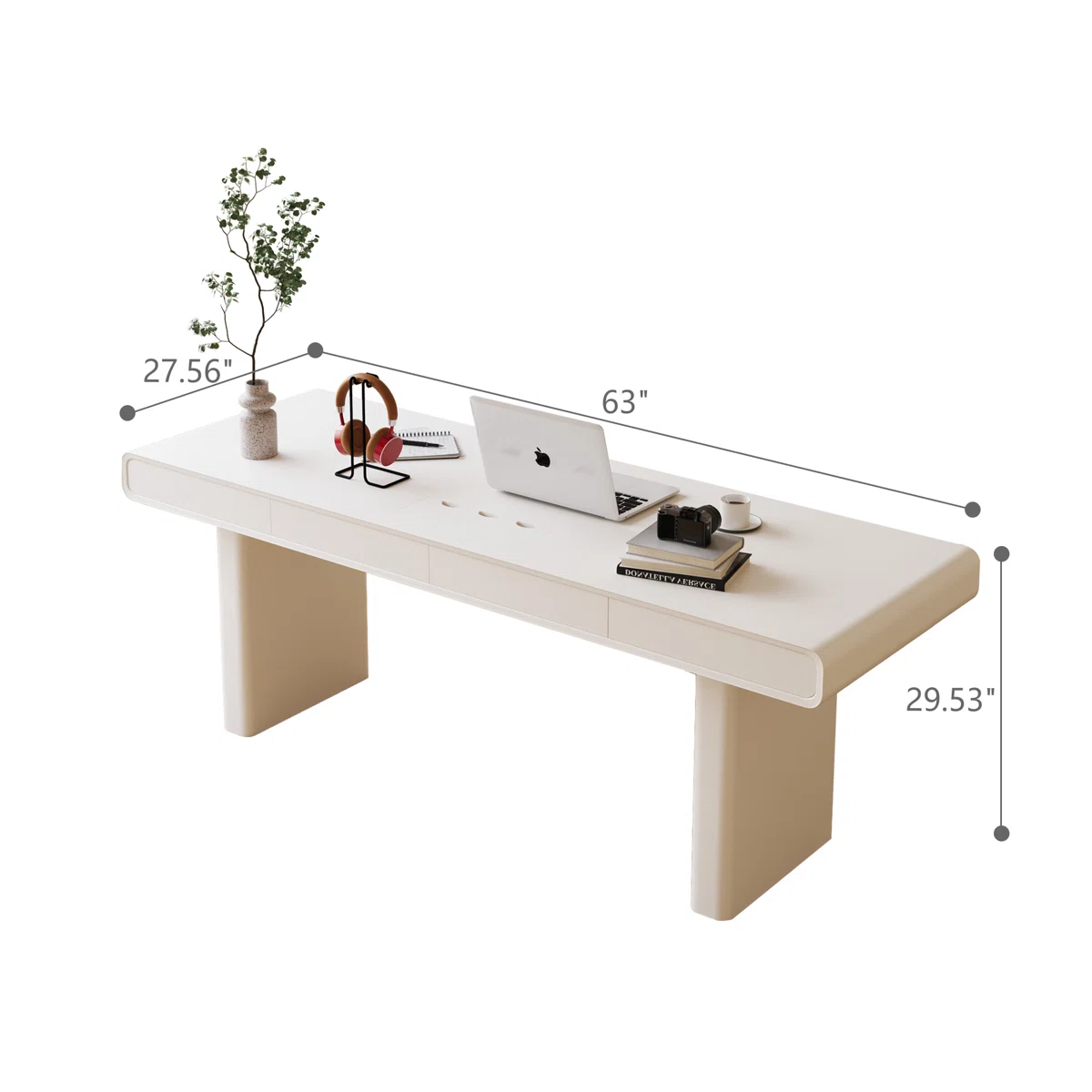 Aurea 160 cm Modern Storage Desk in Soft Ivory - Image 5