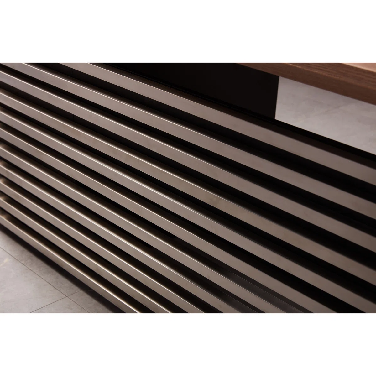 Black L-shaped adjustable executive desk with seven cabinets and lockable drawers