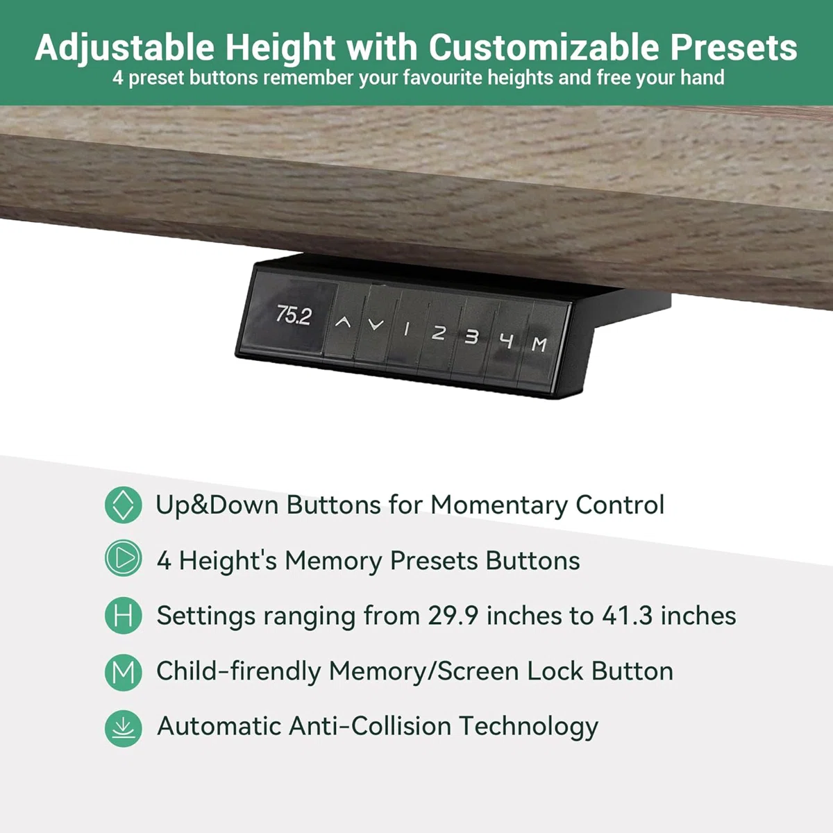 Black L-shaped adjustable executive desk with seven cabinets and lockable drawers