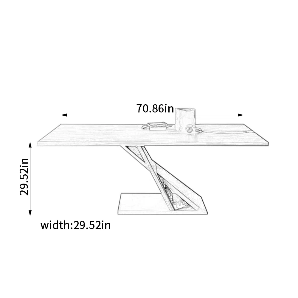 Orion executive desk with solid hemlock wood tabletop and innovative wood-metal leg design, offering spacious surface and modern stability