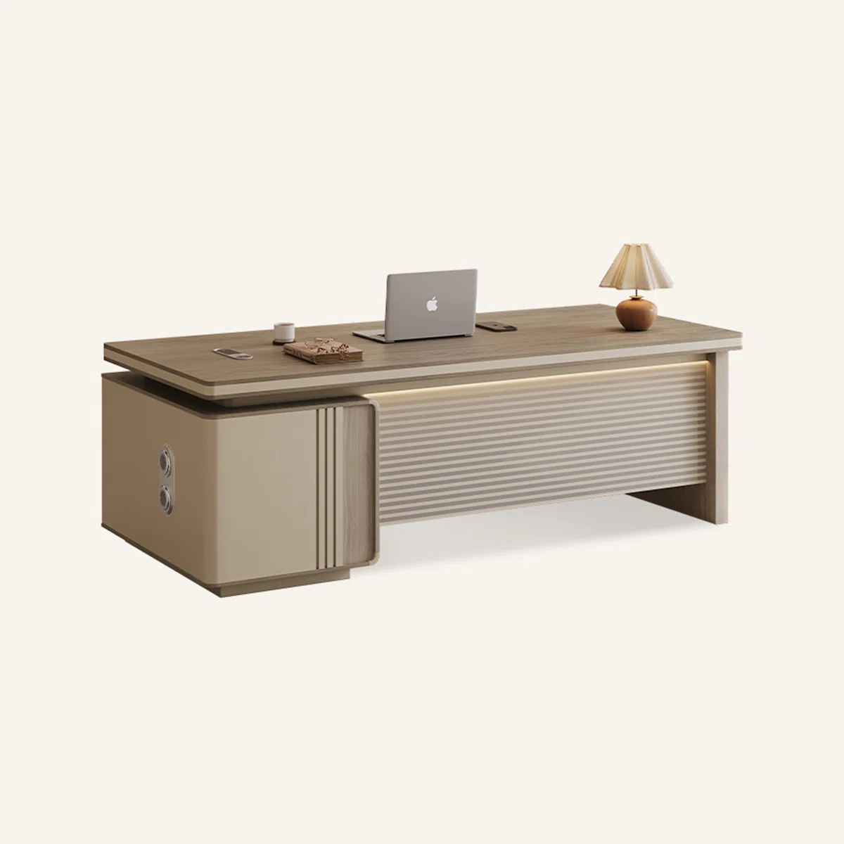 The Orion Executive Desk redefines modern minimalism with quiet luxury and cutting-edge functionality.