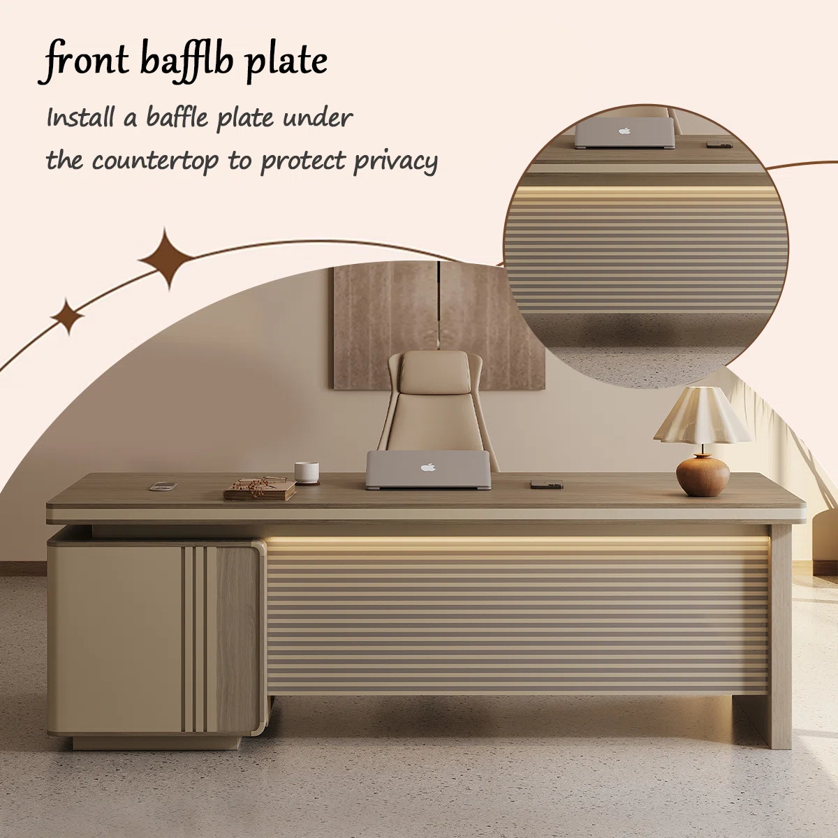 The Orion Executive Desk redefines modern minimalism with quiet luxury and cutting-edge functionality.