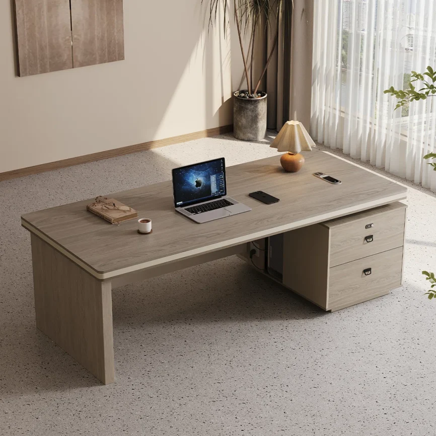The Orion Executive Desk redefines modern minimalism with quiet luxury and cutting-edge functionality.