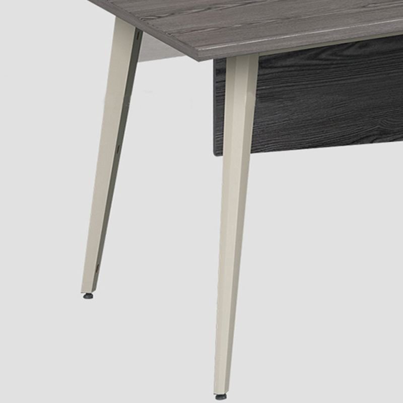 Modern L-shaped executive boardroom desk with integrated cable management, CPU storage, drawers, and desk return.